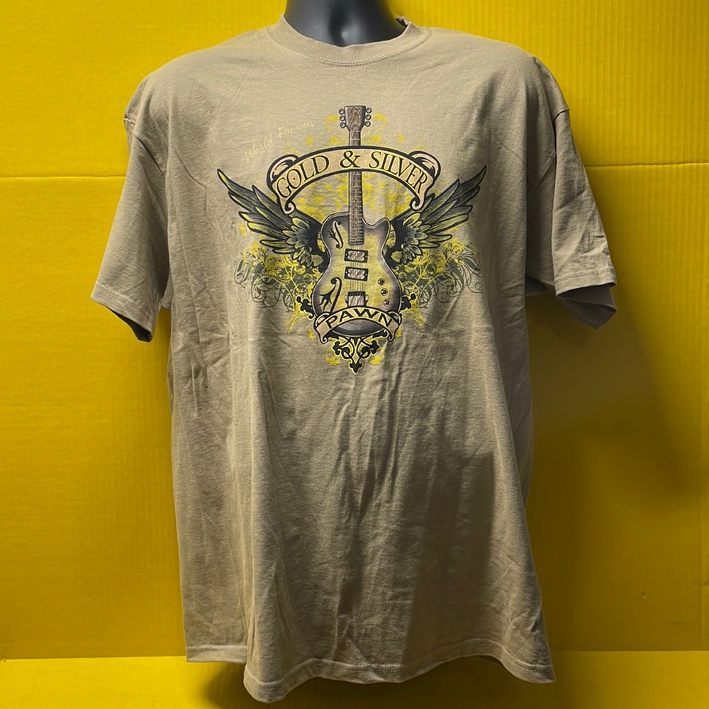 World Famous Gold & Silver Pawn Shop tan tshirt Mens Size XL- Preowned